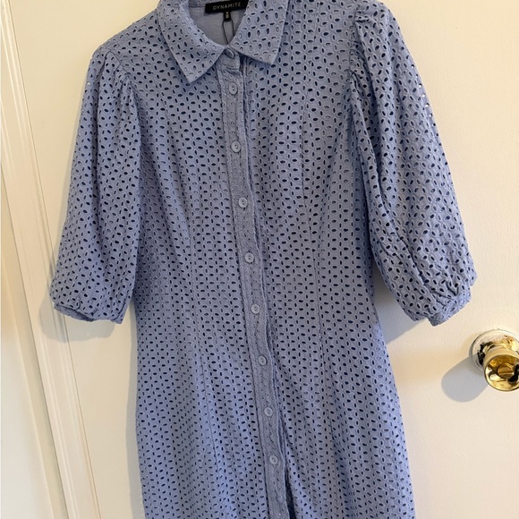 Dynamite Blue Eyelet Dress - Picture 2 of 4